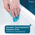Tehila White Vanity Cabinet and White Utility Sink, No Supply Lines, No Strainer Basket