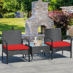 3 Pieces Patio Wicker Rattan Furniture Set with Cushion for Lawn
