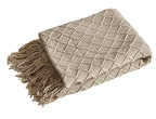 Fennco Styles Rhombus Diamond Knit Modern Fringe Throw 50" W x 60" L - Geometric Throw Blanket for Sofa, Couch, Living Room, Bedroom Décor