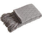 Fennco Styles Rhombus Diamond Knit Modern Fringe Throw 50" W x 60" L - Geometric Throw Blanket for Sofa, Couch, Living Room, Bedroom Décor