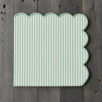 Fennco Styles Natural Scalloped Stripe Cloth Napkins 20" x 20", Set of 4 - Modern Farmhouse Table Napkins for Everyday Dining, Parties & Holiday Entertaining