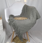 Fennco Styles Rhombus Diamond Knit Modern Fringe Throw 50" W x 60" L - Geometric Throw Blanket for Sofa, Couch, Living Room, Bedroom Décor