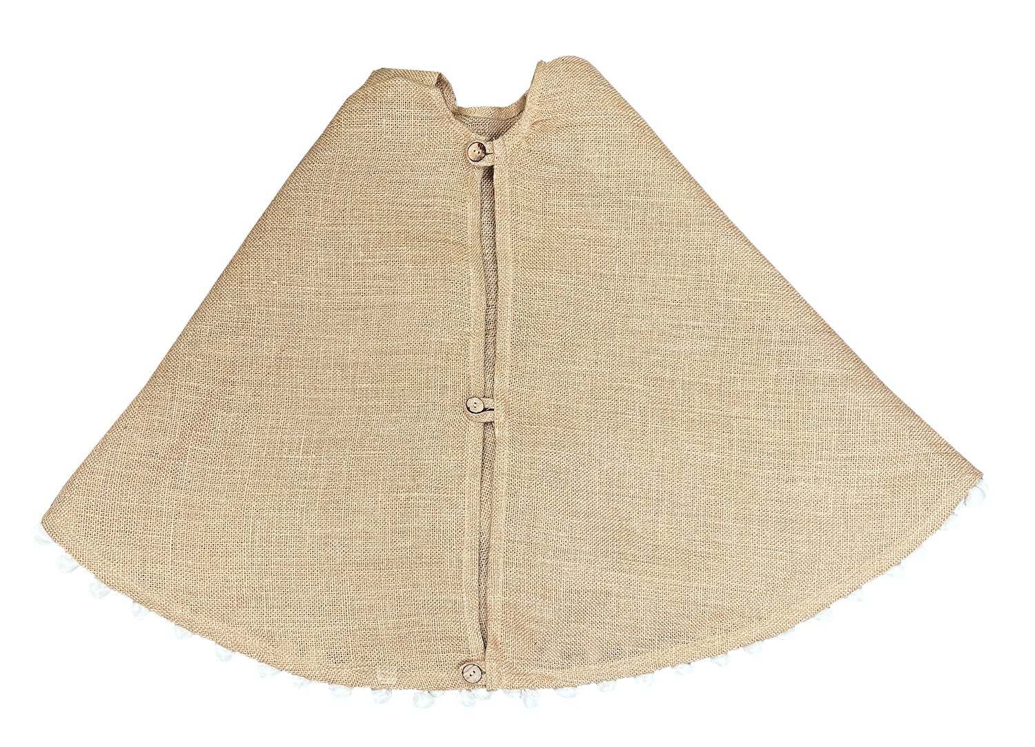 Amy's HomeGoods Pompom Trim Jute Holiday Christmas Tree Skirt (56" Tree Skirt)