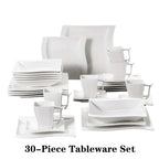 30/60 Piece White Porcelain Dinner Set with 12