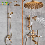 Classic Antique Brass Bathroom Shower Faucet Set Bathtub Shower