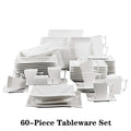 30/60 Piece White Porcelain Dinner Set with 12