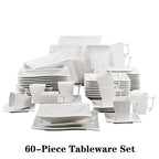 30/60 Piece White Porcelain Dinner Set with 12