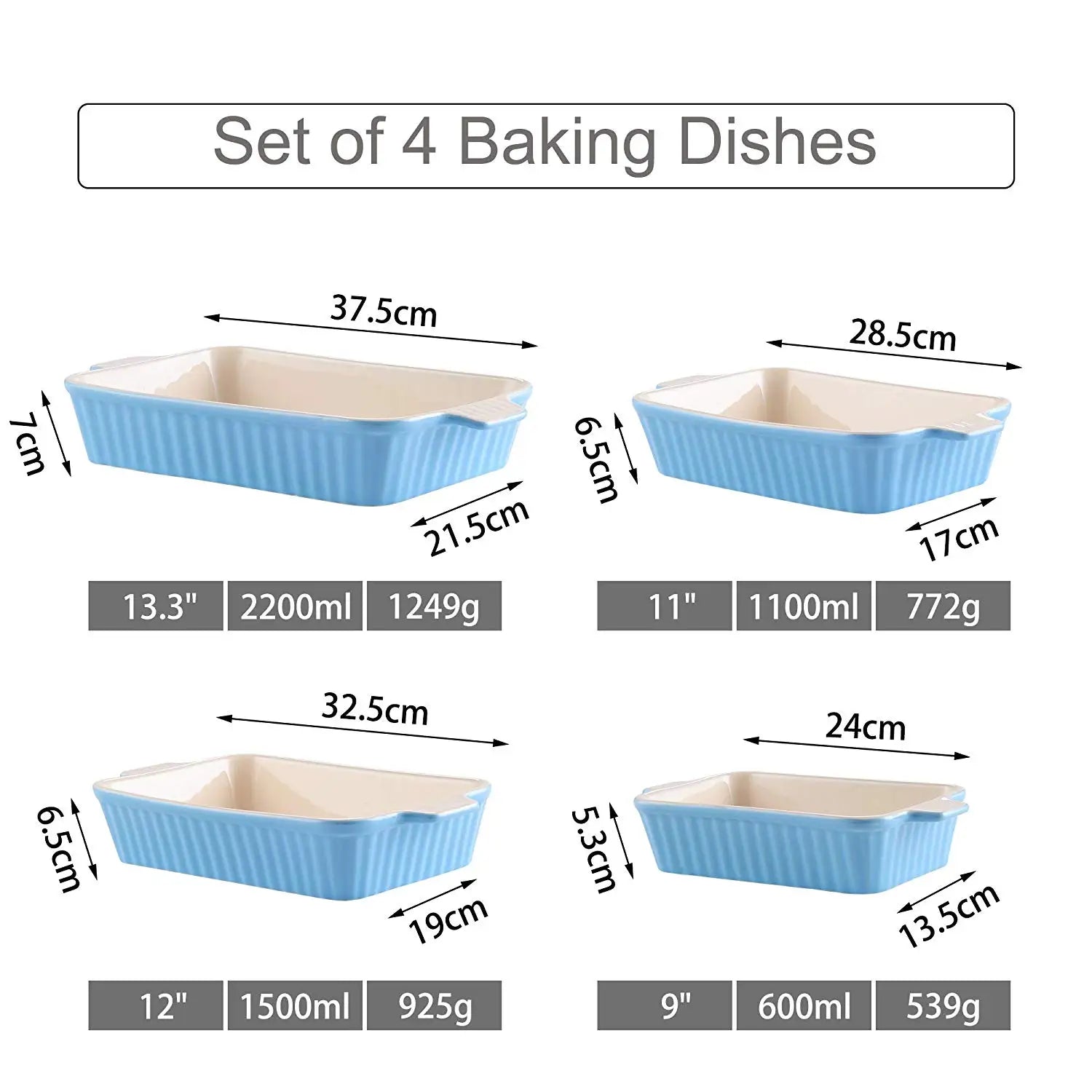 4-Piece Table Baking Dish Plate Set