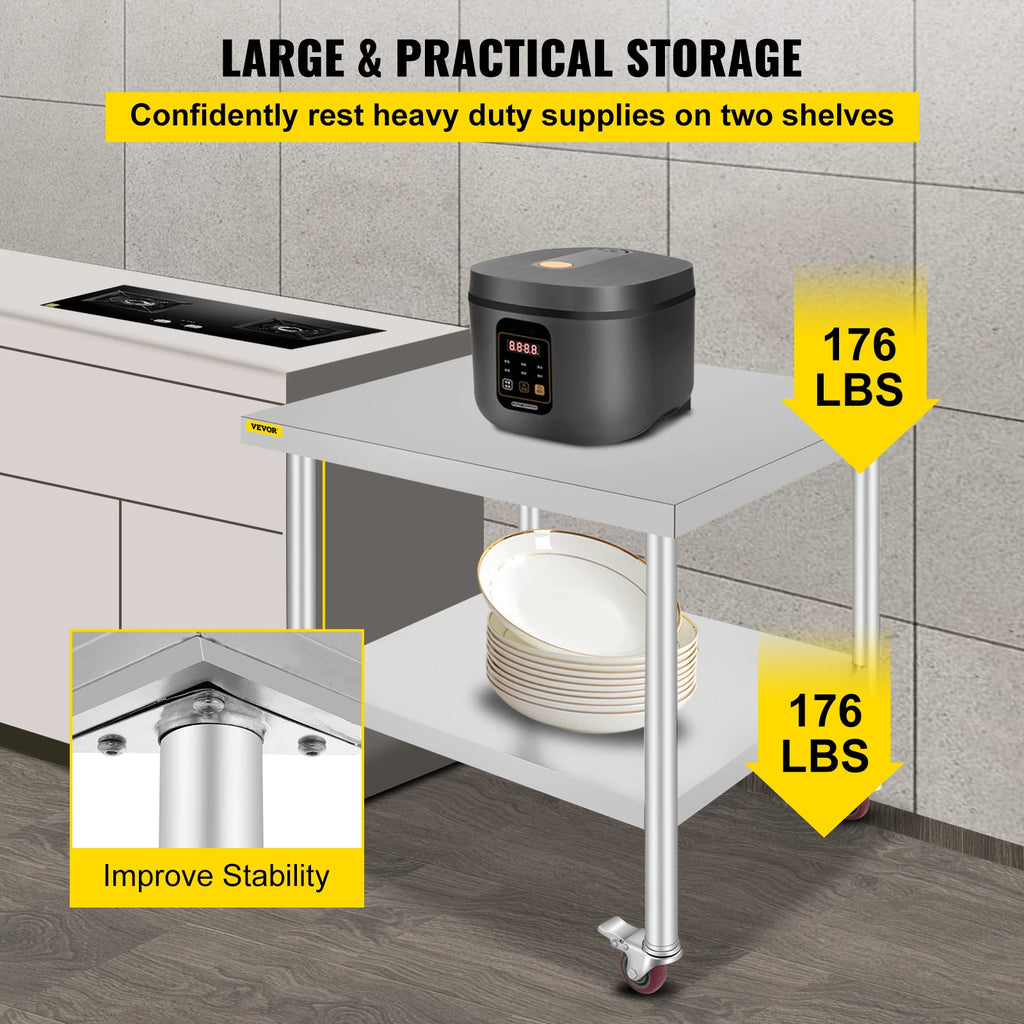 SucceBuy Stainless Steel Kitchen Prep Table