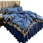 Lace edge bed skirt bed cover matte four piece set,