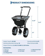 HiMISS Heavy Duty 80Lb Lawn Spreader Walk Behind Broadcast Spreader