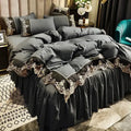 Lace edge bed skirt bed cover matte four piece set,