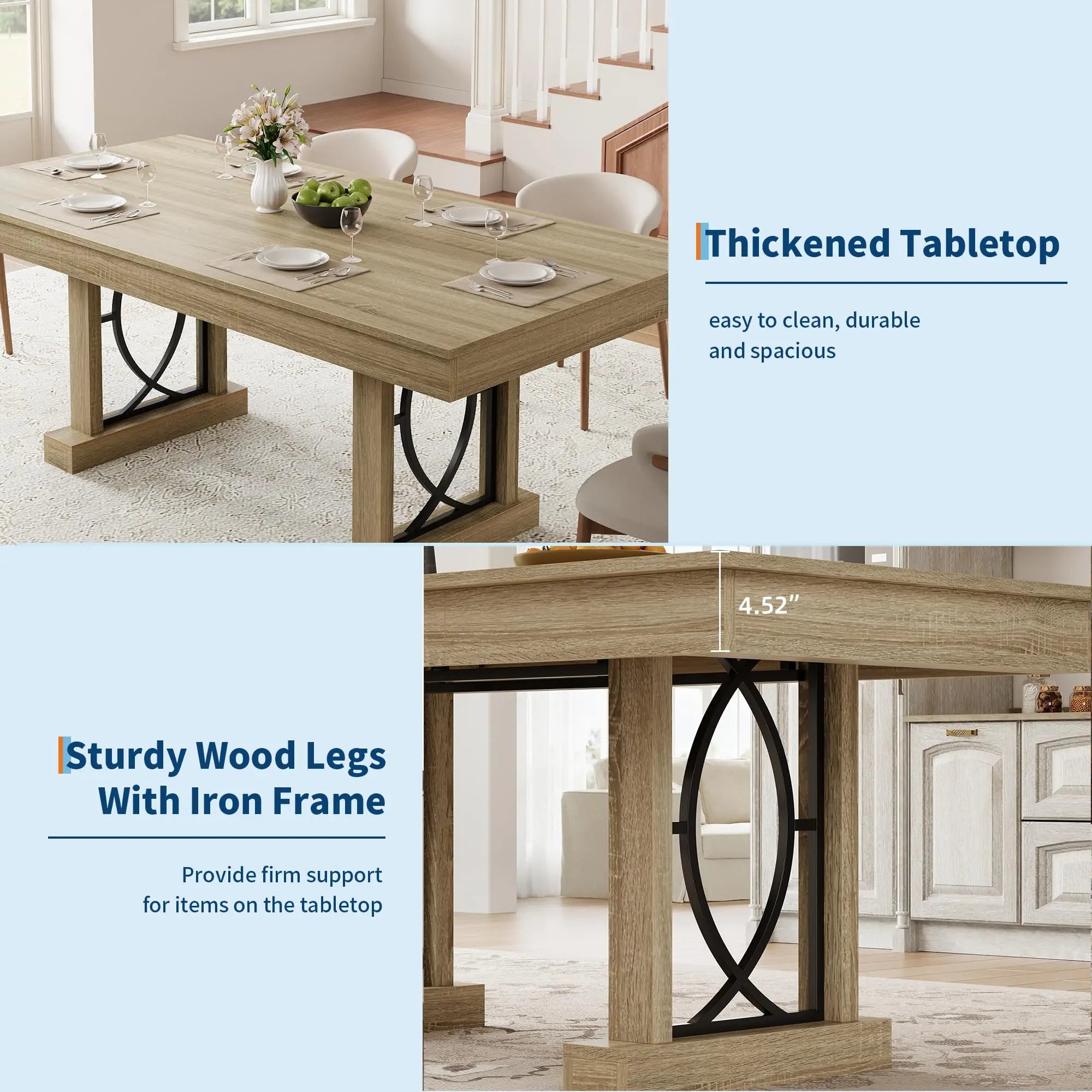 71 Inch Dining Table For 6-8