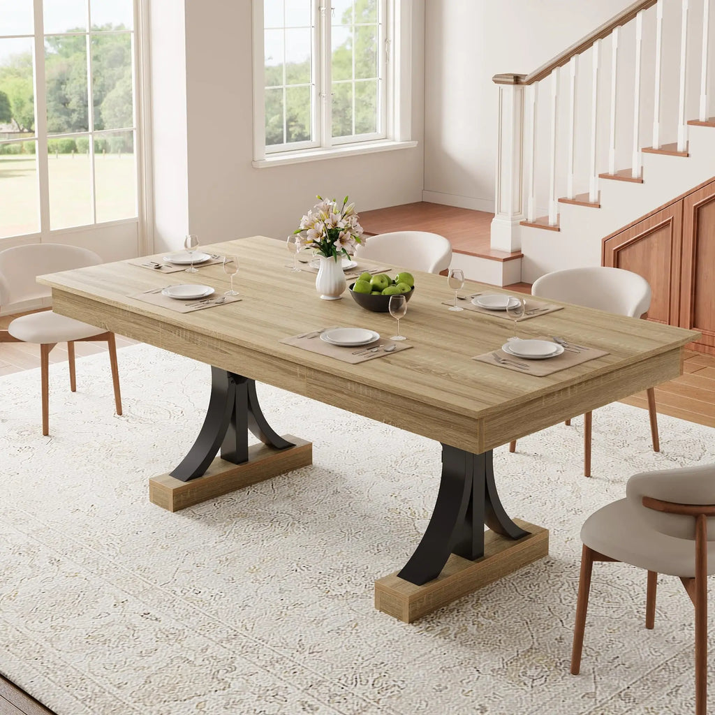 71 Inch Dining Table For 6-8 With 2 Drawers