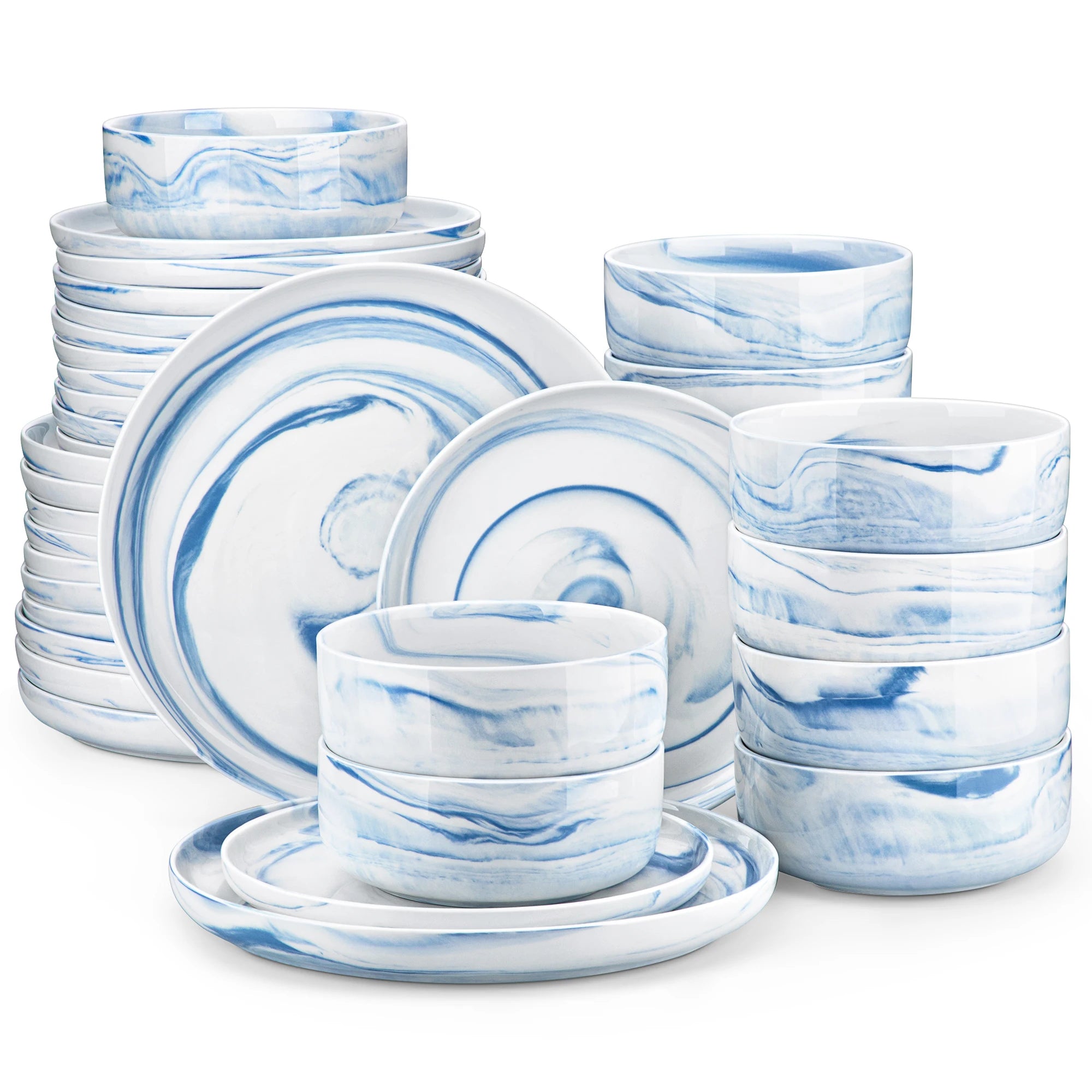 MALACASA 18/36-Piece Ceramic Plate Porcelain Dinnerware Set