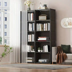 Multi Tier Bookshelf Storage Rack Black Bookcase