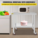 SucceBuy Stainless Steel Kitchen Prep Table