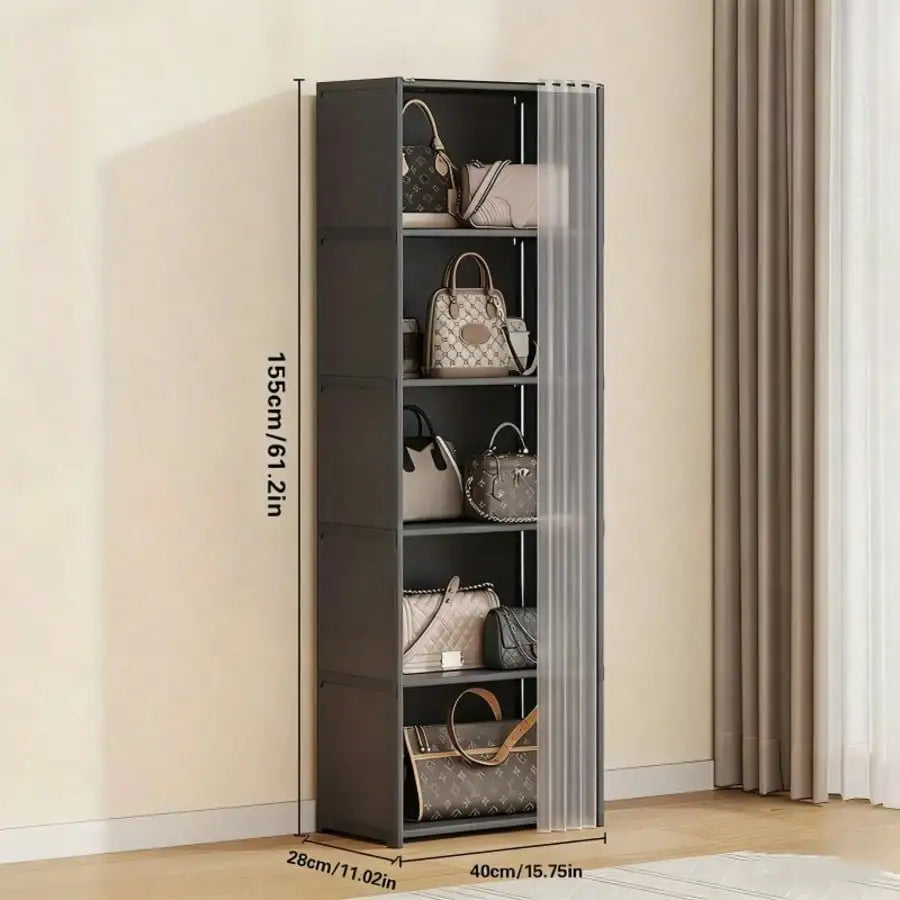 Multi Tier Bookshelf Storage Rack Black Bookcase
