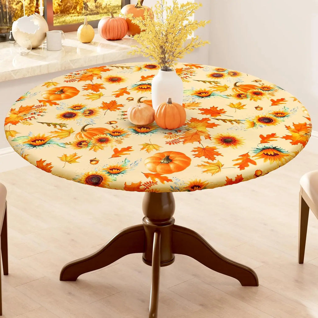 Waterproof PVC Flannel Table Cover Elastic Fitted Tablecloth