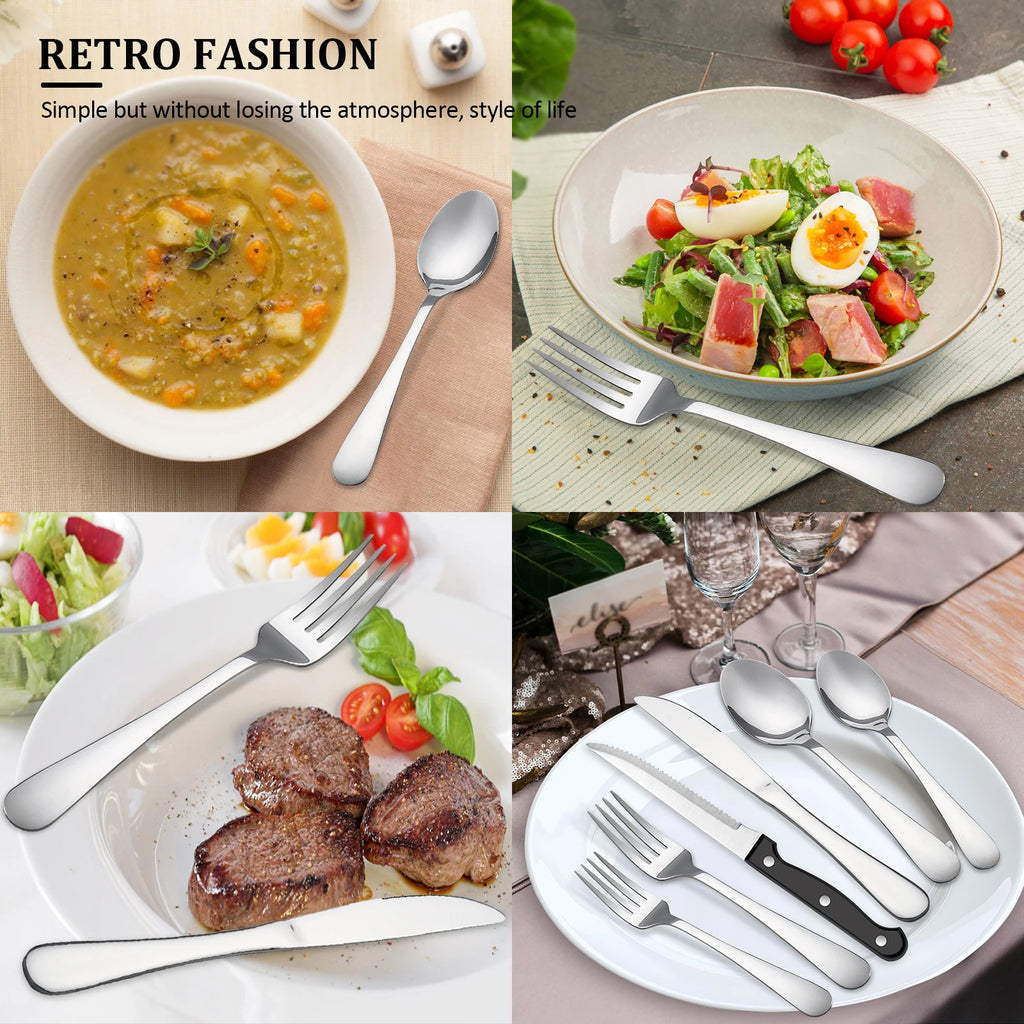 48Pcs Stainless Steel Cutlery Set Steak Knives