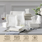 30/60 Piece White Porcelain Dinner Set with 12