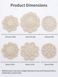 6pcs Vintage Handmade Crochet Lace Table Mat Set,