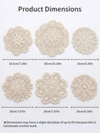 6pcs Vintage Handmade Crochet Lace Table Mat Set,