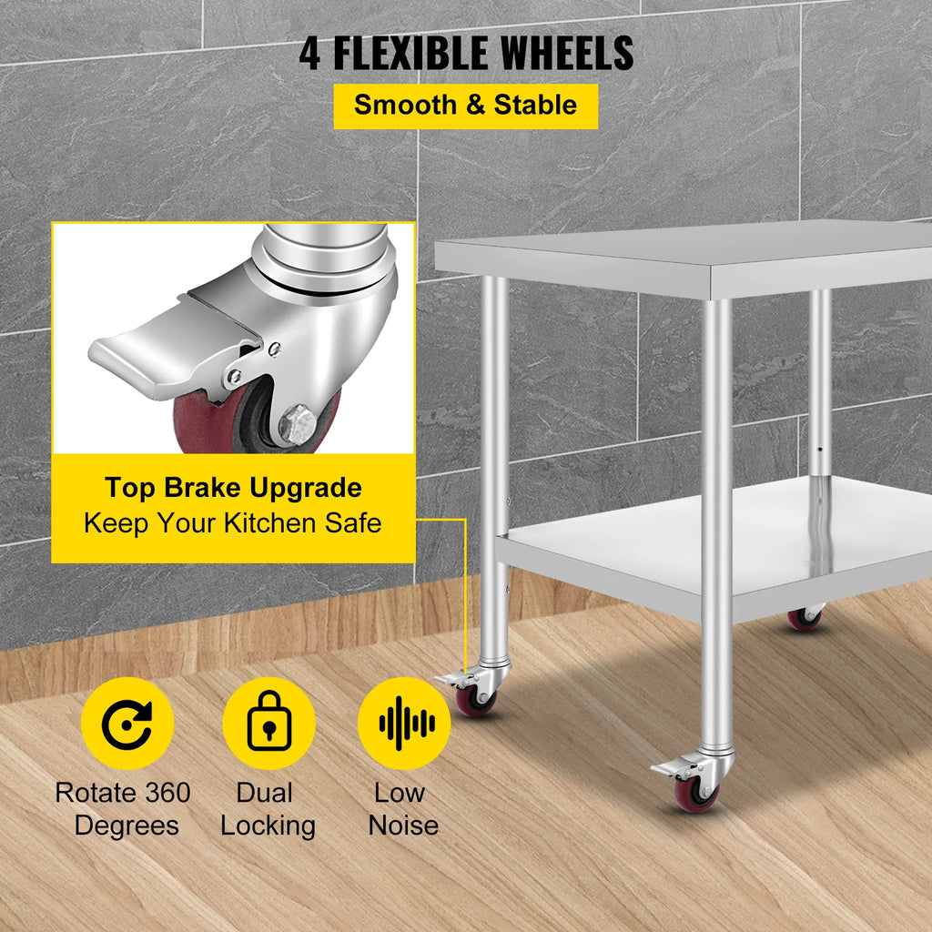 SucceBuy Stainless Steel Kitchen Prep Table