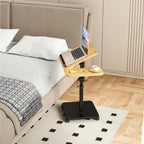 Adjustable Height c-Shaped End Table with Wheels,