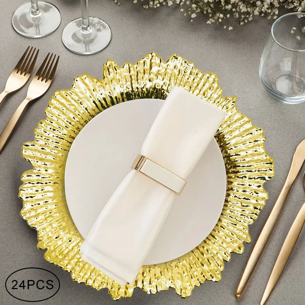 24Pcs Gold Chargers PP Plate
