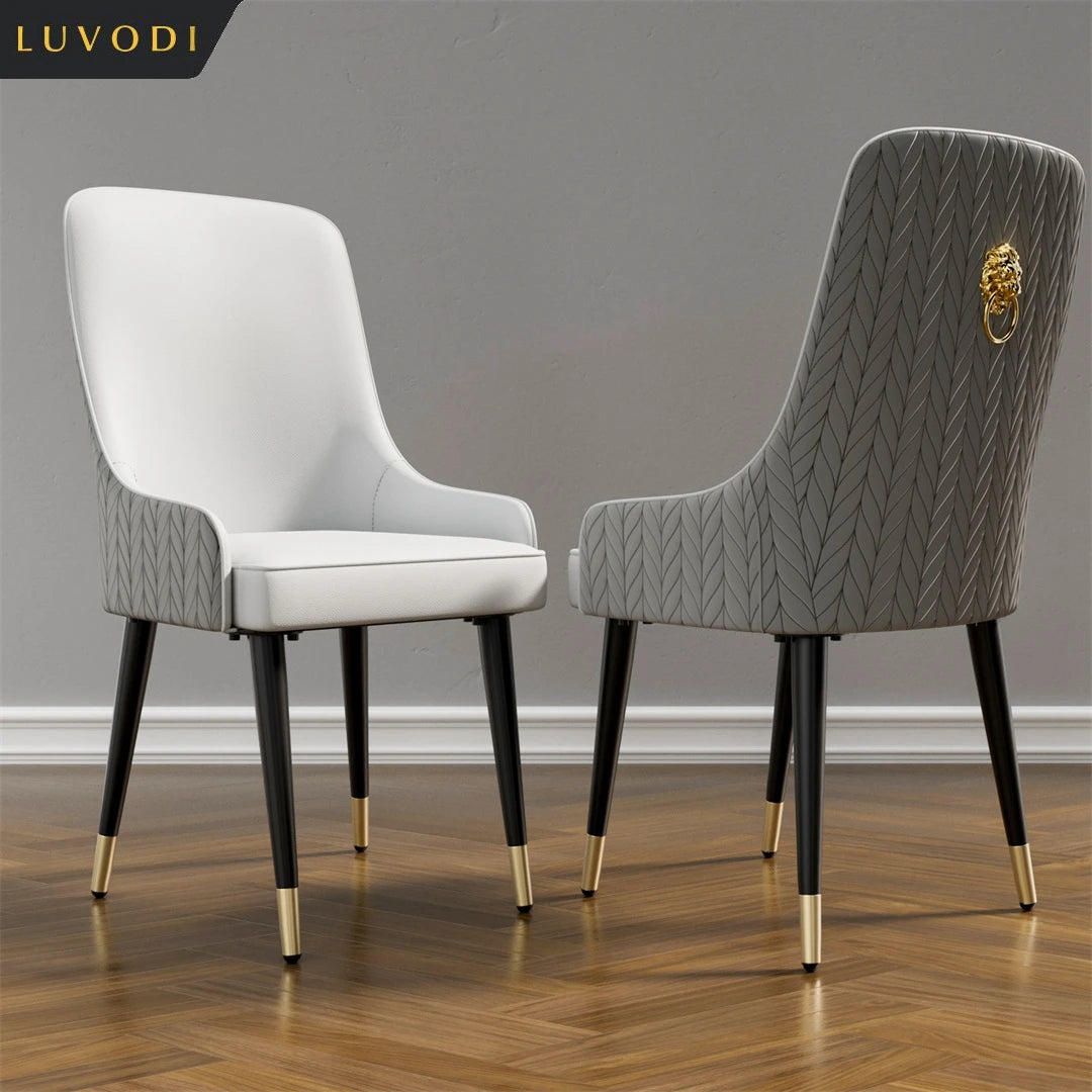 Modern Dining Chair Set of 2 Microfiber Leather