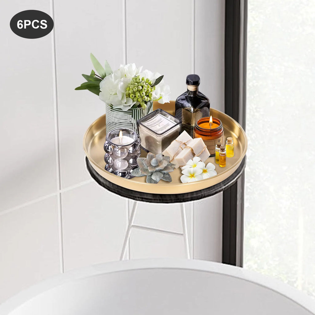6Pcs Round Serving Trays, Stainless Steel