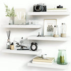 4 Pack Floating Shelves Modern Black Wood Wall Shelves