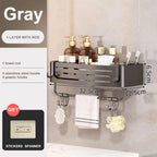 1-2PCS Bathroom Corner Shelf with Plastic Hook Towel Barr
