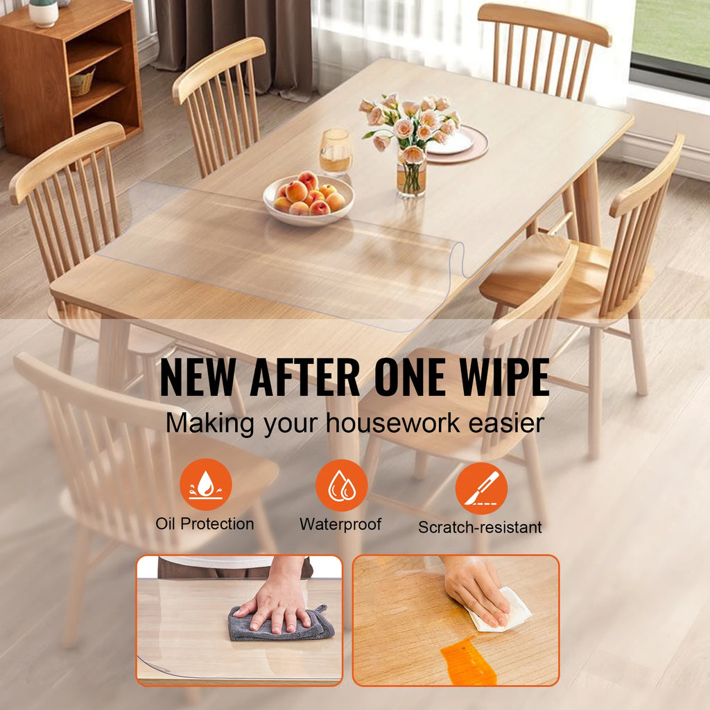 PVC Tablecloth Transparent Table Cloth 1.5mm Waterproof Kitchen