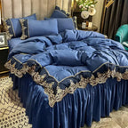 Lace edge bed skirt bed cover matte four piece set,
