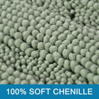 Sage Bathroom Rugs Set of 2 Extra Thick Chenille Striped Shaggy Bath