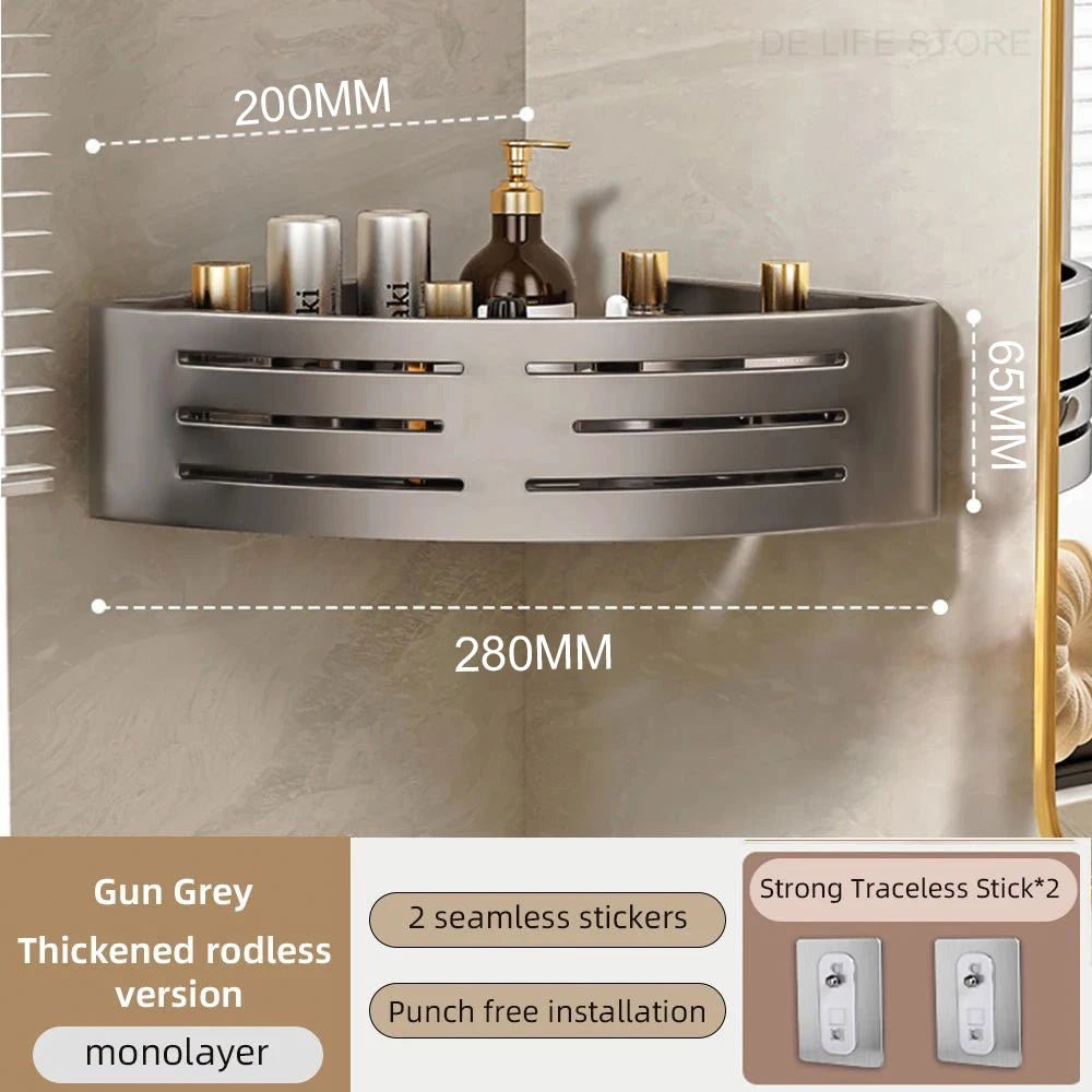 1-2PCS Bathroom Corner Shelf with Plastic Hook Towel Barr