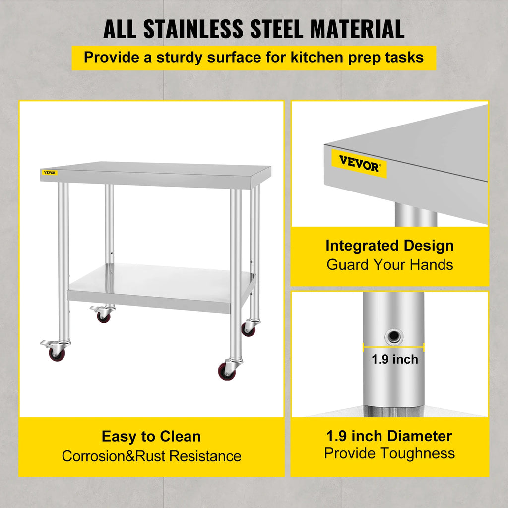 SucceBuy Stainless Steel Kitchen Prep Table
