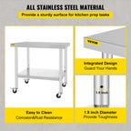 SucceBuy Stainless Steel Kitchen Prep Table