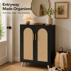 Tall Entryway Storage Cabinet with Adjustable Shelves, Black