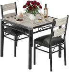3pcs /set Dining Table Room with Corner Protector, Wood Kitchen Table and Chairs Set of 3 with Upholstered Chairs for Kitchen Room