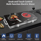 Ceramic Hob 2 Zones, 3200W Plug in Electric Hob with Safety Lock,
