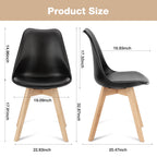 Leather Dining Chairs Set of 4 Wooden Legs Lounge Chair for Home Kitchen