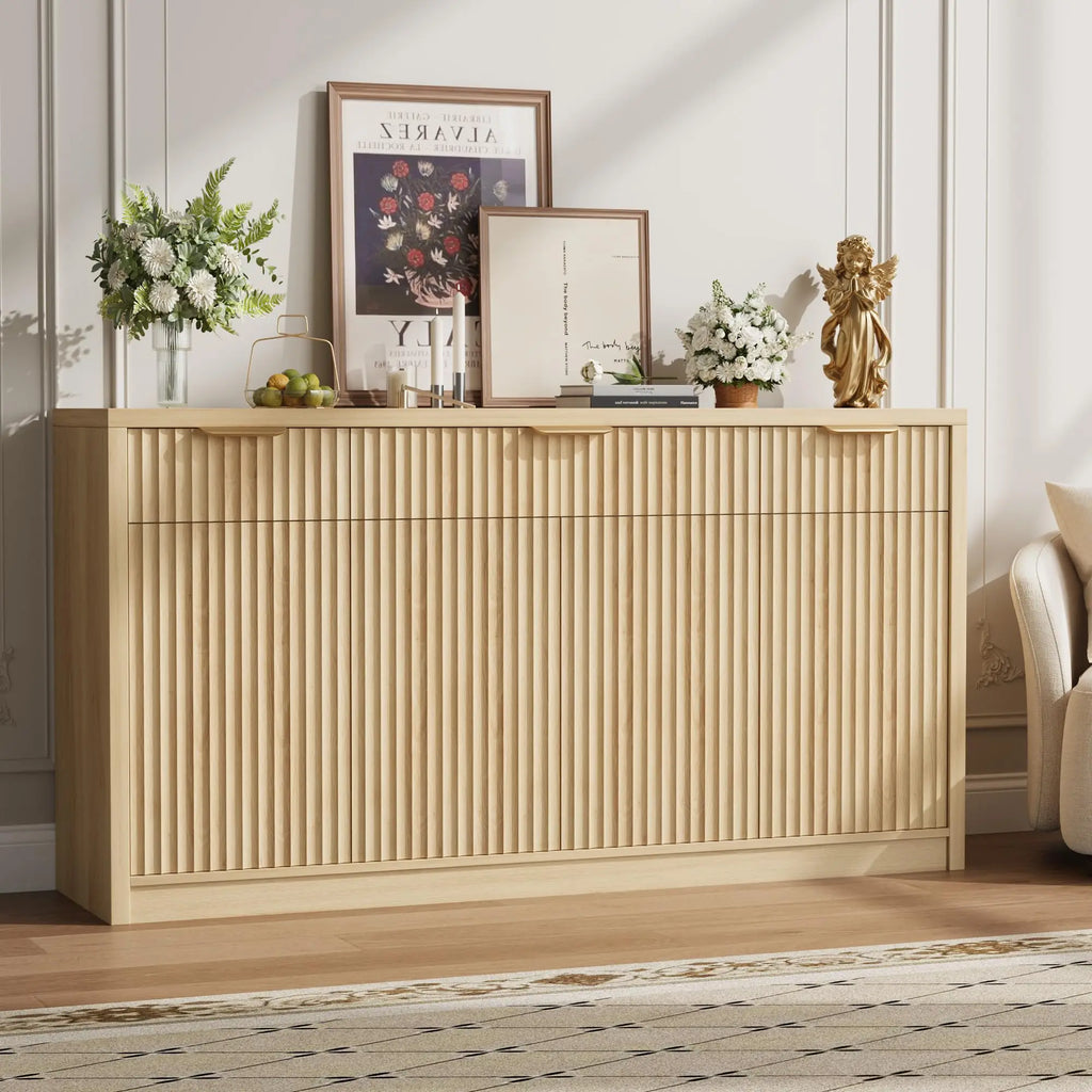 55 Inch Fluted Buffet Sideboard Cabinet