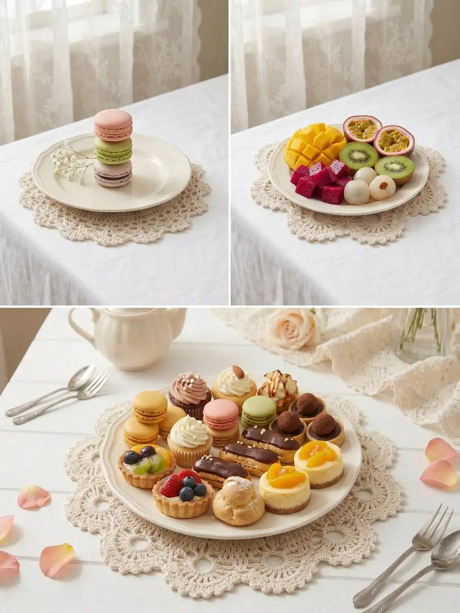 6pcs Vintage Handmade Crochet Lace Table Mat Set,