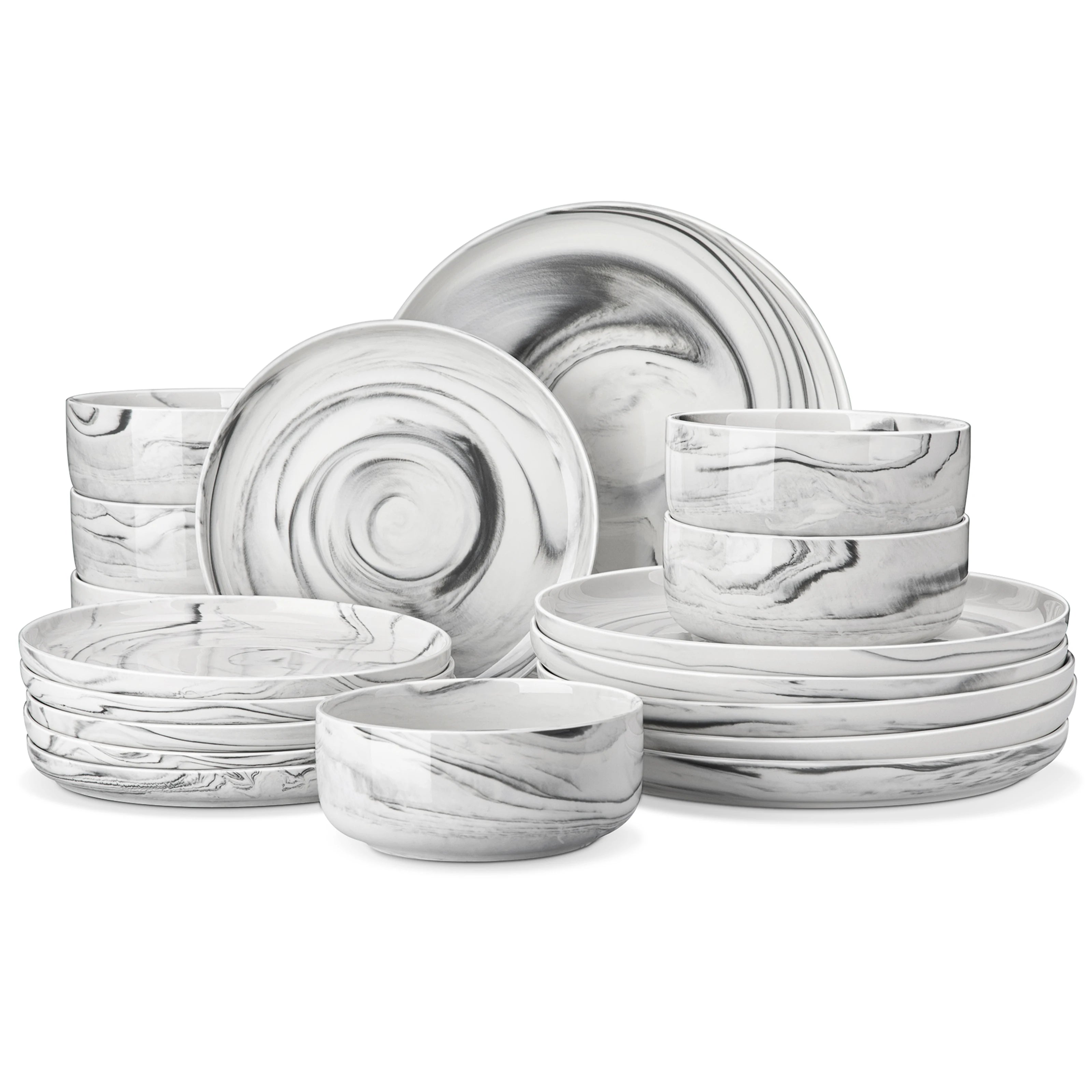 MALACASA 18/36-Piece Ceramic Plate Porcelain Dinnerware Set