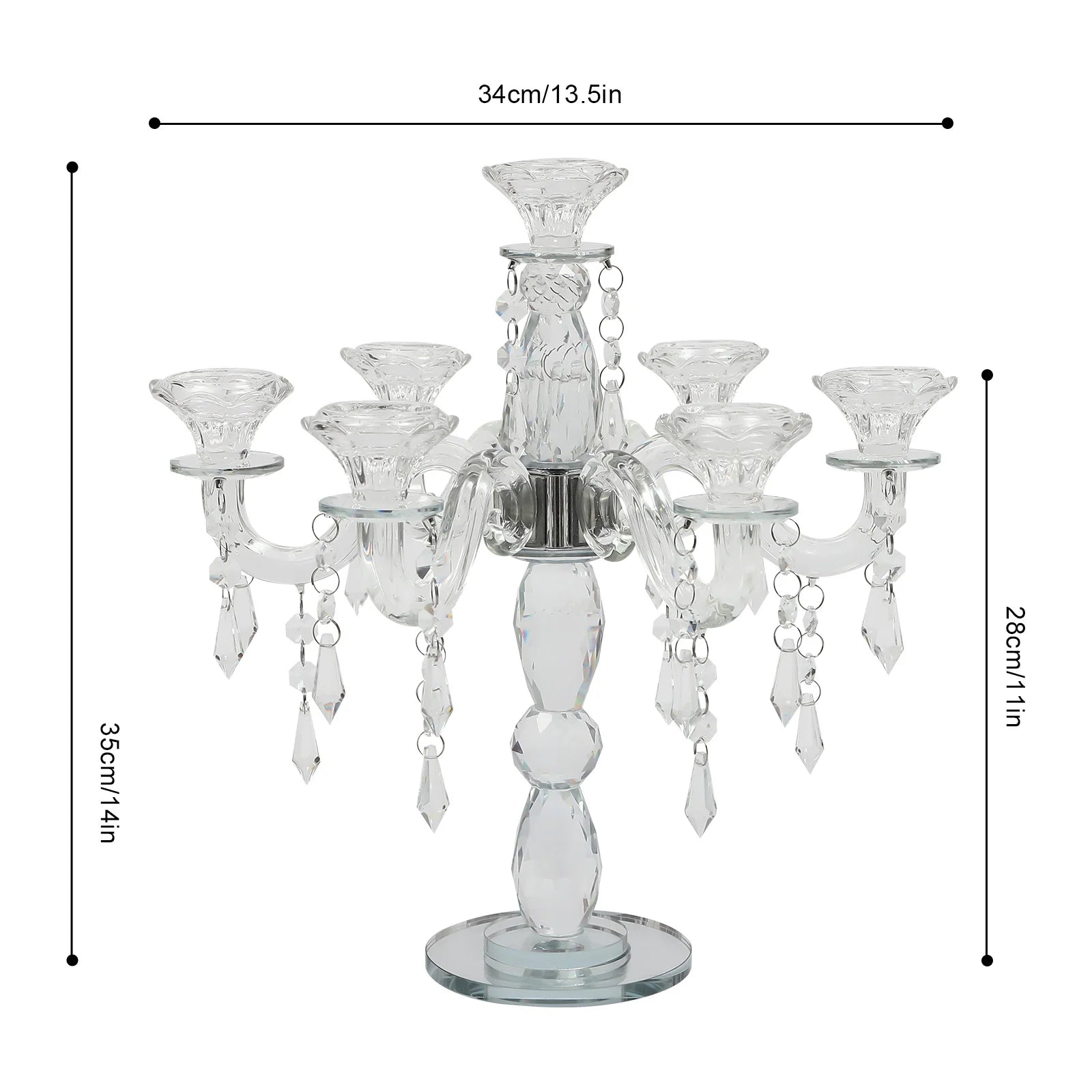 7-Arm Candlestick Holder，Glass Candelabra，Elegant Centerpiece