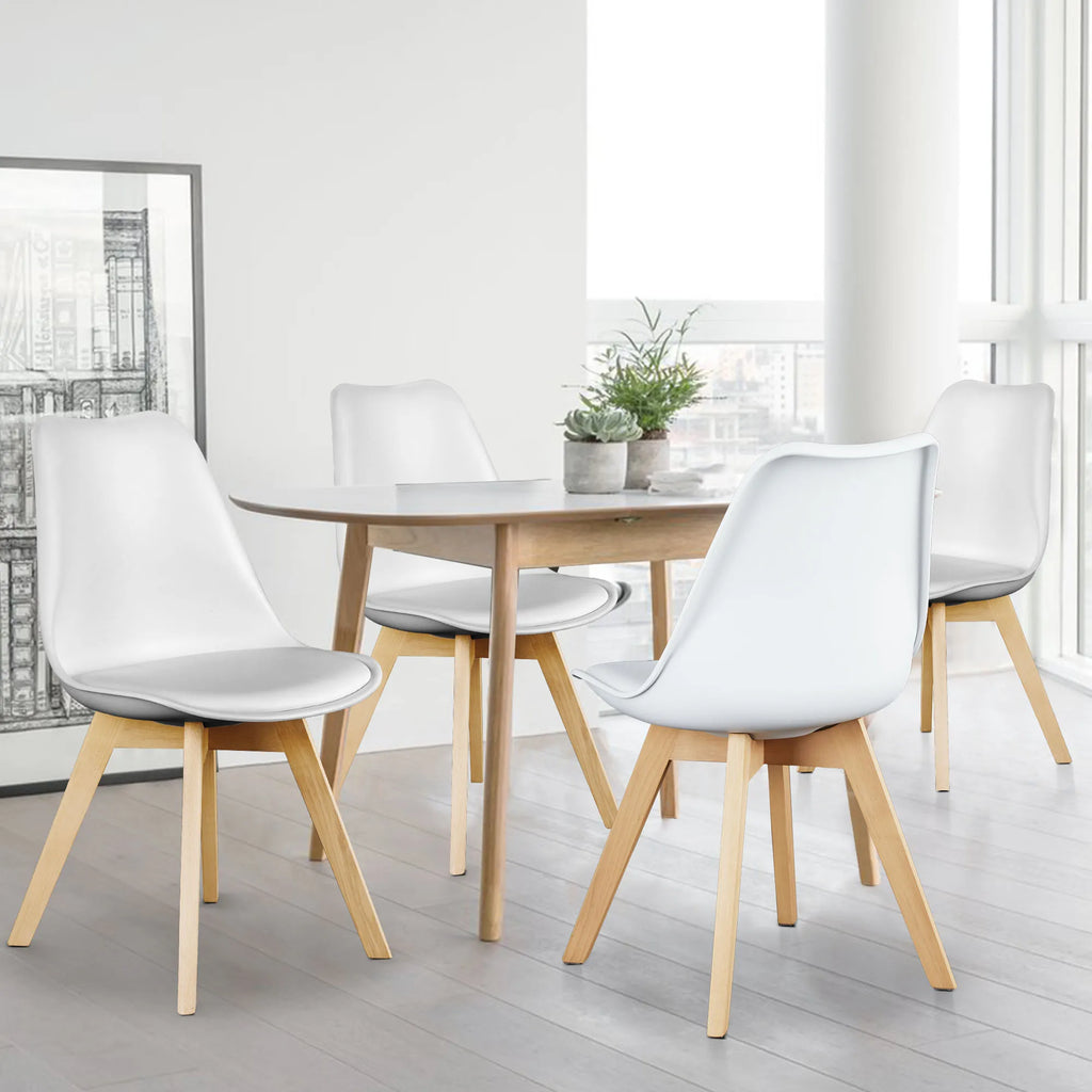 Leather Dining Chairs Set of 4 Wooden Legs Lounge Chair for Home Kitchen
