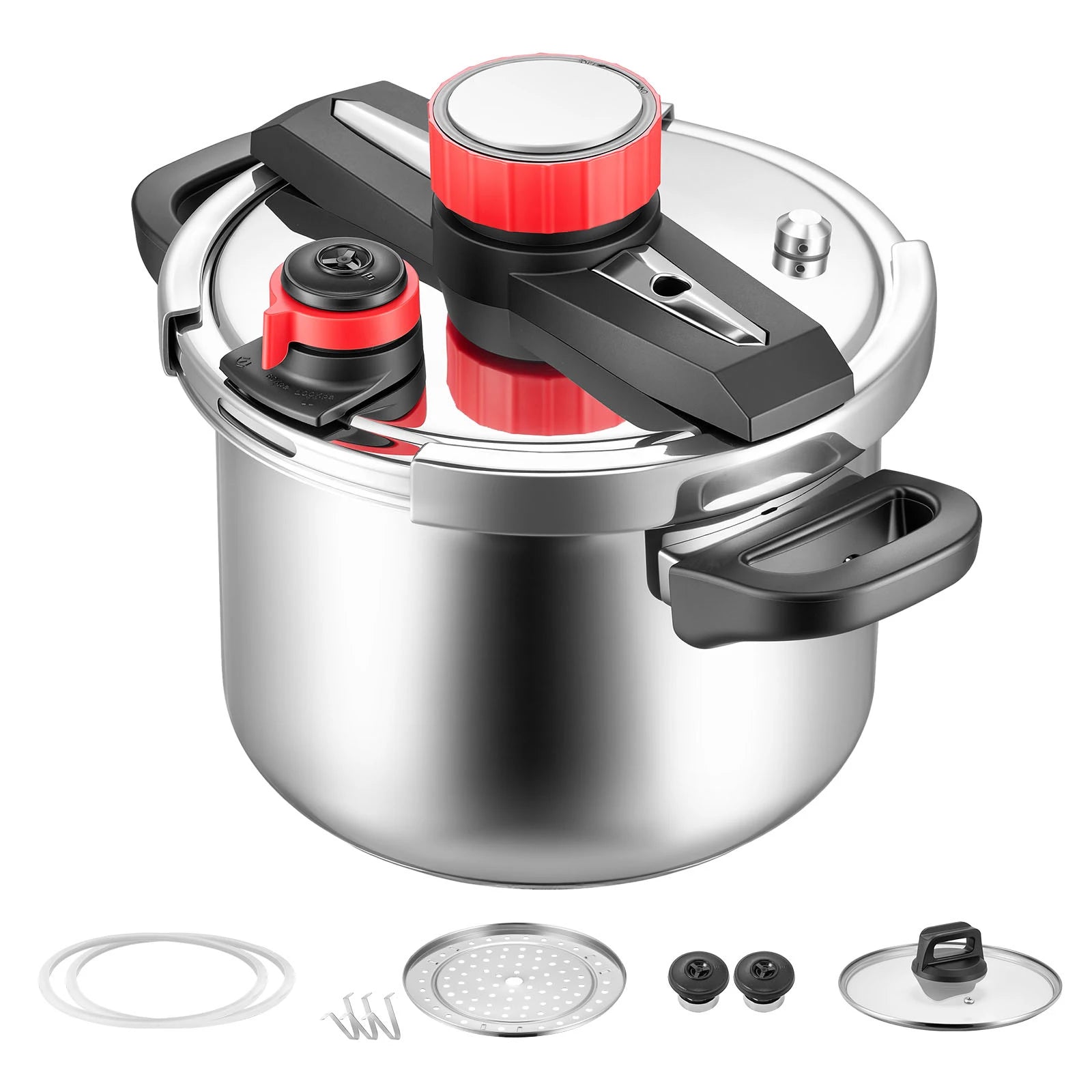 SucceBuy 6.3 8 10 12 Qt Pressure Cooker Stainless Steel